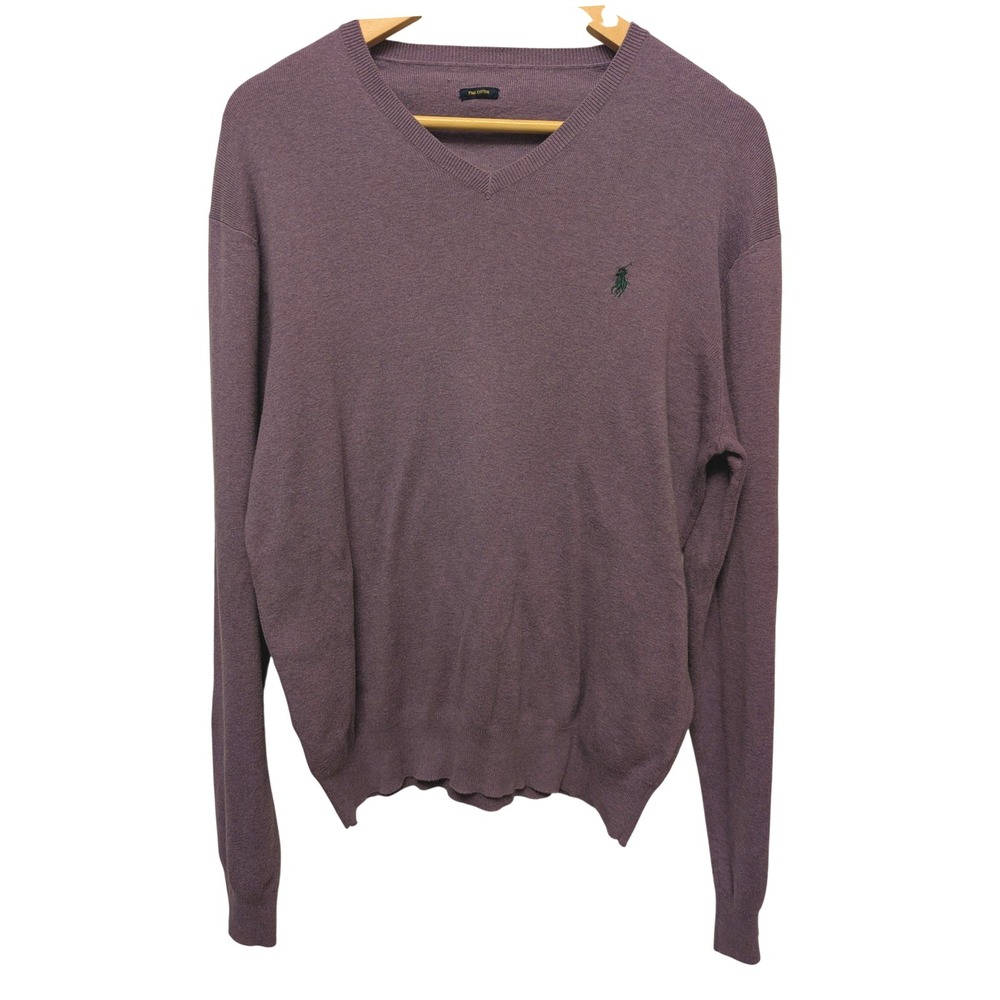 Polo Ralph Lauren Men's Pima Cotton V-Neck Sweater‎ Logo Classic Preppy Bloke